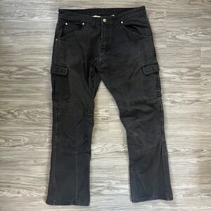 Iron Workers Motorcycle Cargo Pants Black Aramid Lined Riding Trousers 36x32